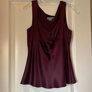 Ann Taylor Burgandy Silk Fitted Tank Top